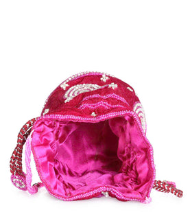 Magenta Velvet Stone Studded Potli Bag