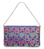 Violet Art Silk & Jute Clutch