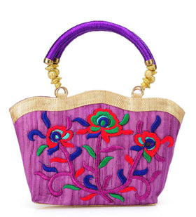 Purple Art Silk Handbag