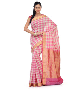 Pink Cotton Silk Saree