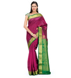 Dark Purple Art Silk Saree with Zari Border