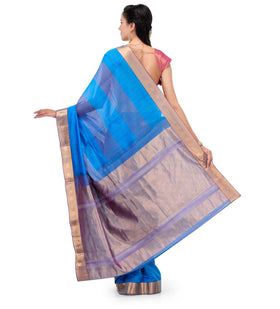 Turquoise Cotton Silk Saree