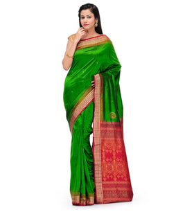 Green Bomkai Silk Saree