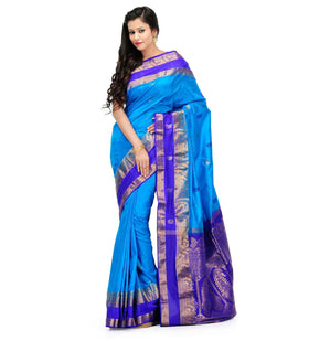 Turquoise Silk Saree