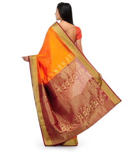 Mustard Art Silk Saree with Zari Border