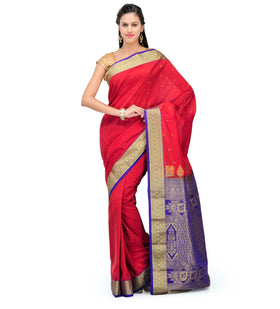 Red Art Silk Saree with Zari Border