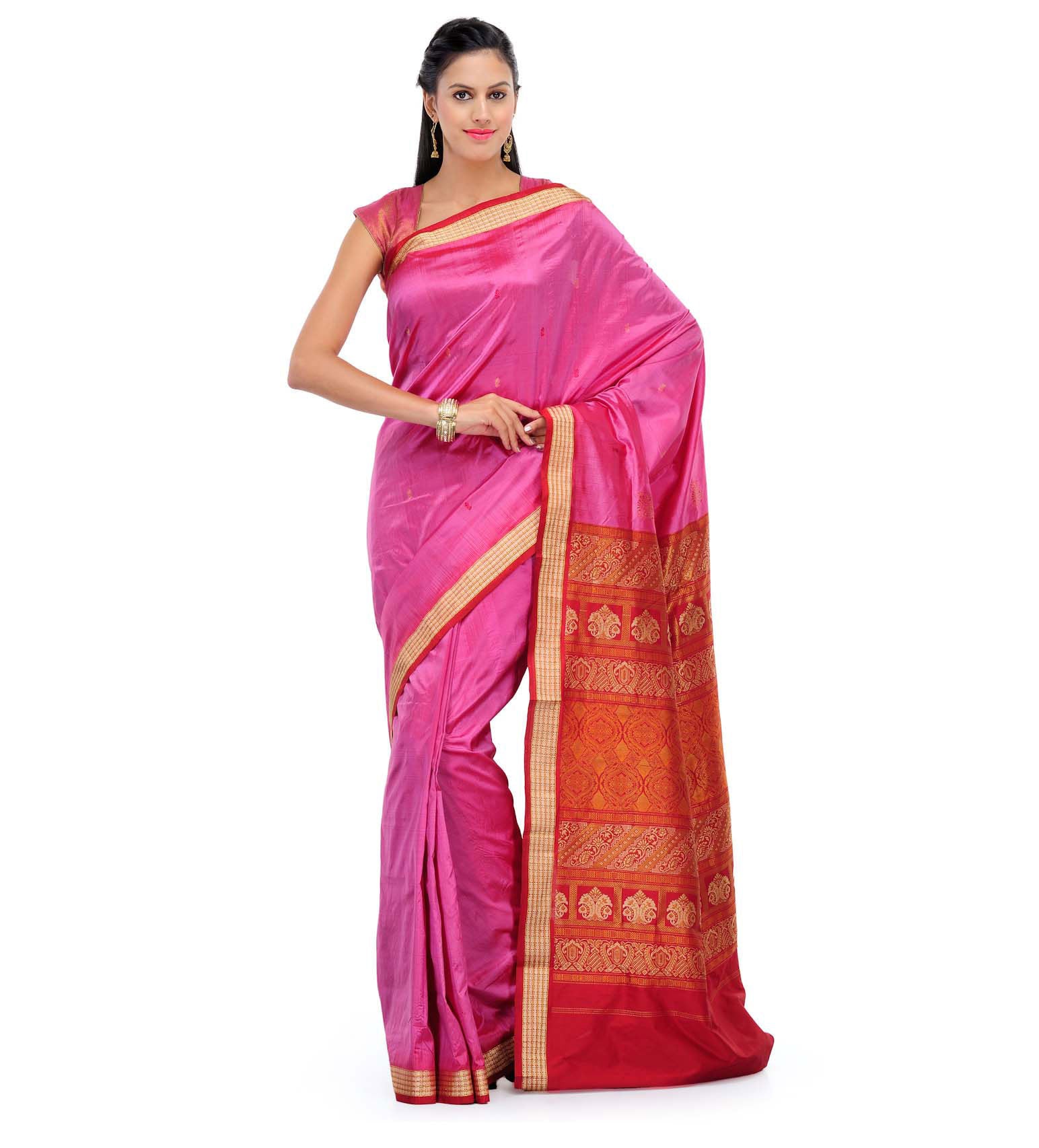 Magenta Bomkai Silk Saree