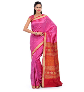 Magenta Bomkai Silk Saree