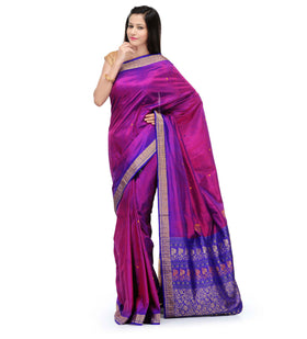 Purple Bomkai Silk Saree