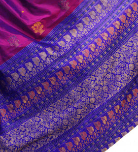 Purple Bomkai Silk Saree