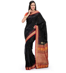 Black Bomkai Silk Saree