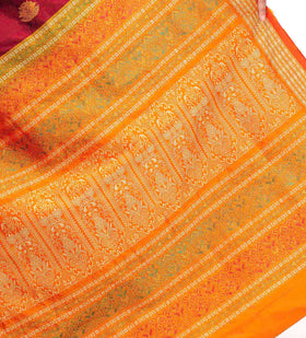 Maroon Bomkai Silk Saree