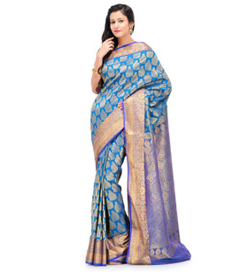 Dark Turquoise Upada Silk Saree