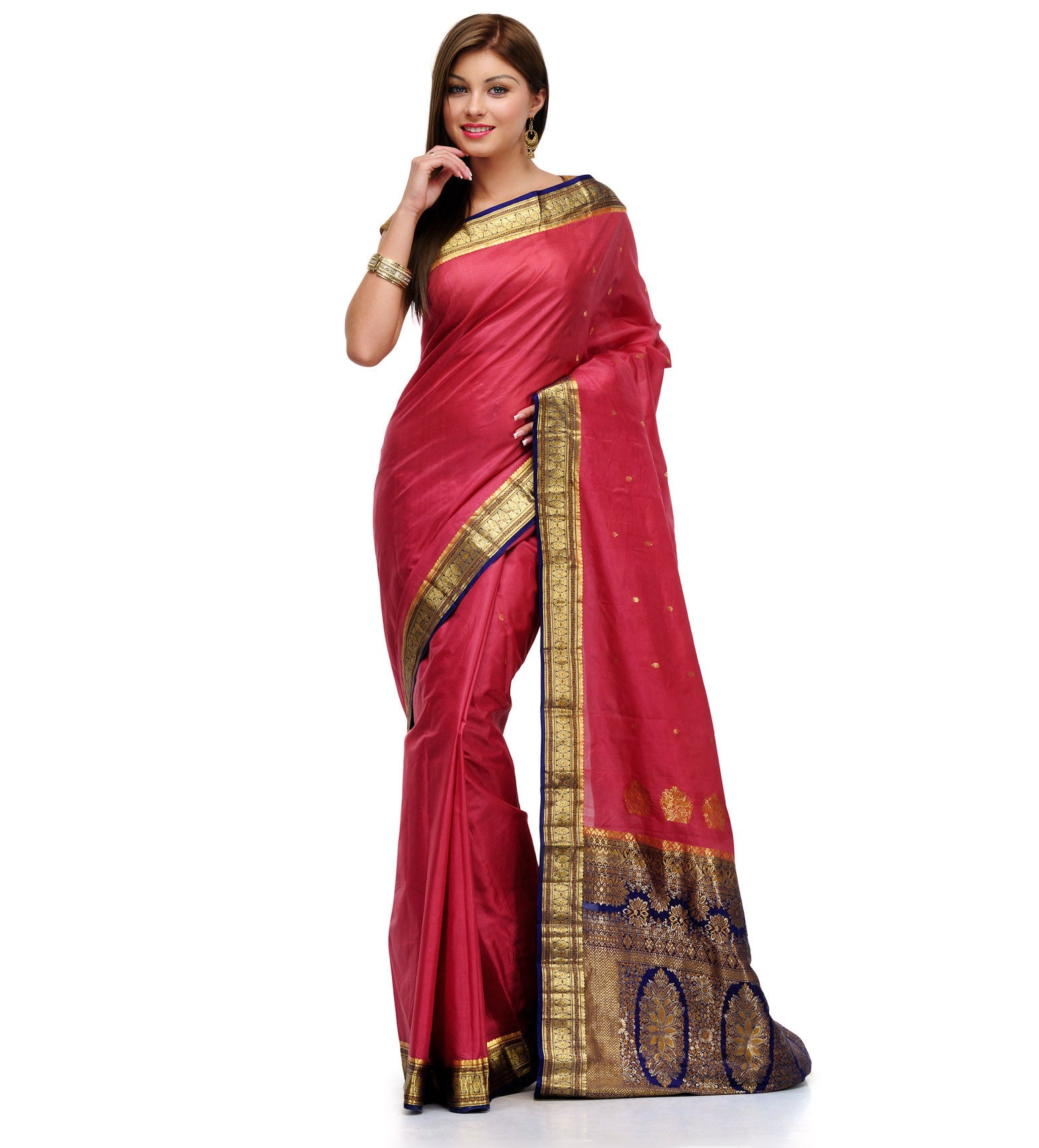 Dark Pink Silk Saree