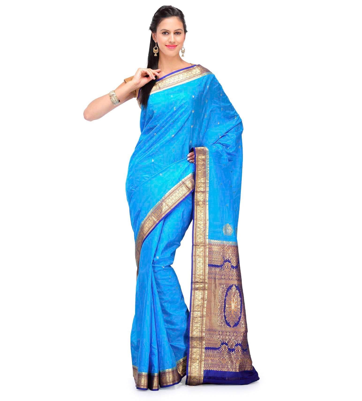 Turquoise Silk Saree