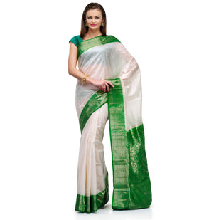 Cream Silk Saree with Zari Border