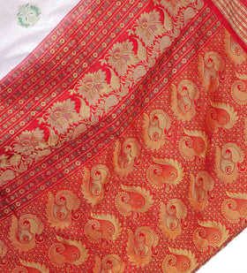 White Bomkai Silk Saree