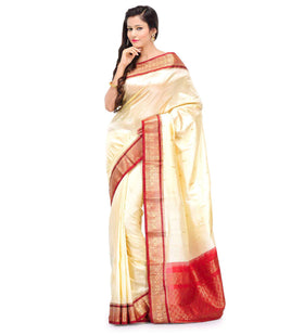 Beige Silk Saree