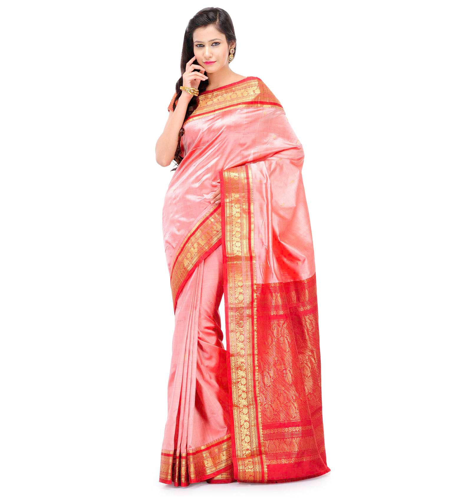 Peach Silk Saree