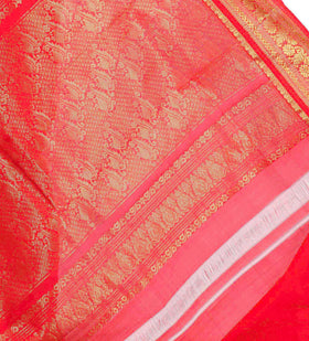 Peach Art Kanchipuram Handloom Silk Saree