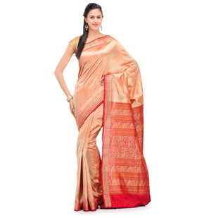 Fawn Bomkai Silk Saree