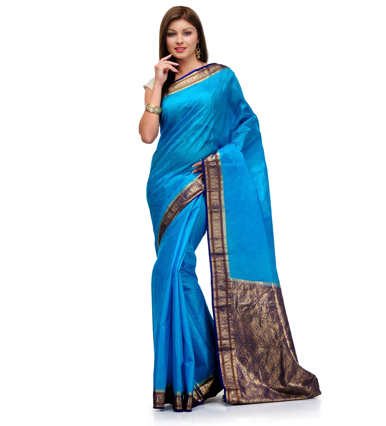 Turquoise Silk Saree