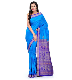 Turquoise Bomkai Silk Saree