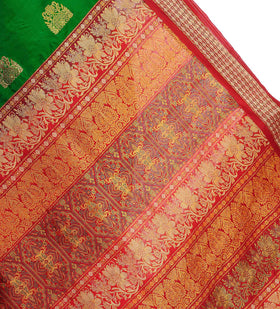 Dark Green Bomkai Silk Saree