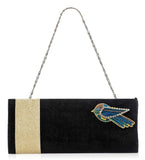 Black Velvet Stone Studded Clutch