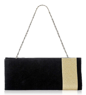 Black Velvet Stone Studded Clutch