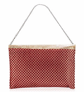 Maroon Velvet Printed Clutch