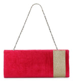 Magenta Velvet Stone Studded Clutch