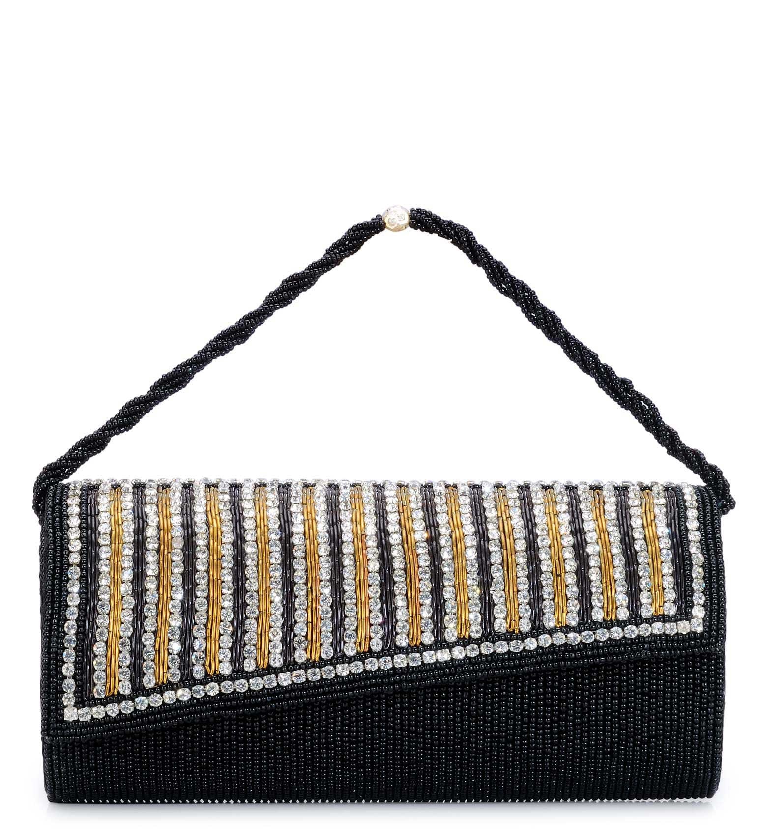 Black Stone Studded Clutch