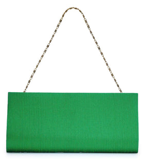 Green Art Silk Stone Studded Clutch