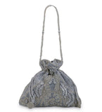 Silver Velvet Beaded Potli Bag