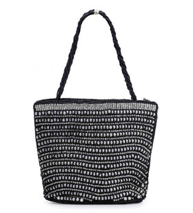 Black Stone Studded Handbag