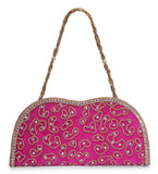 Magenta Velvet Beaded Clutch