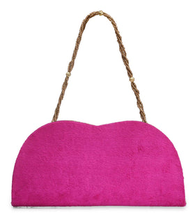 Magenta Velvet Beaded Clutch