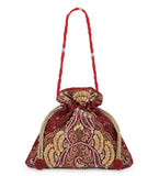 Maroon Velvet Beaded Potli Bag