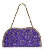 Royal Blue Velvet Beaded Clutch