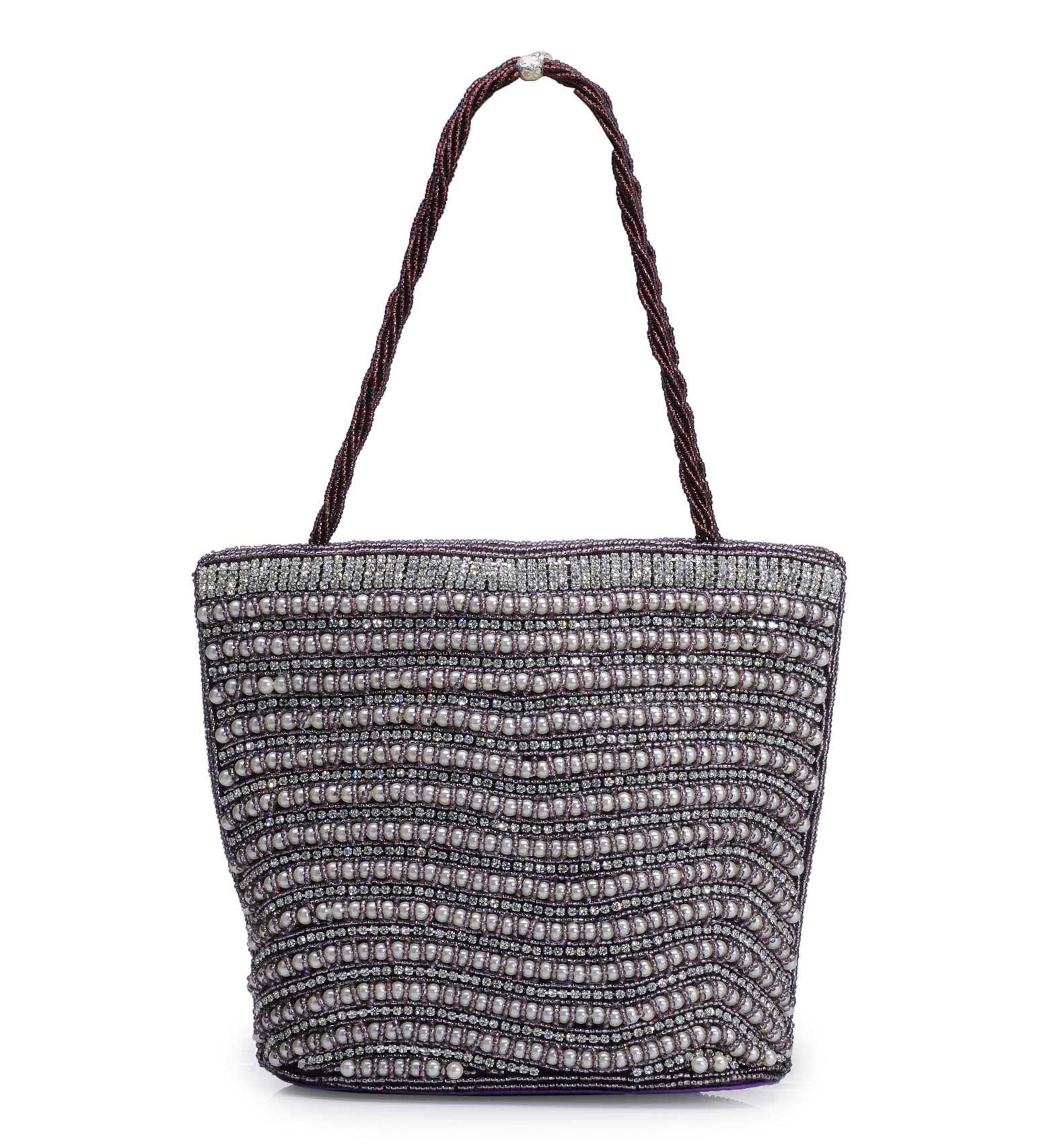 Violet Stone Studded Handbag