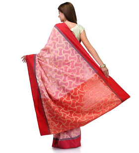 Pink Chanderi Cotton Banarasi Saree