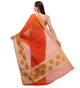 Rust Chanderi Cotton Banarasi Saree