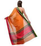 Orange Chanderi Cotton Banarasi Saree