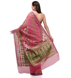 Pink Supernet Banarasi Saree