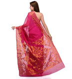 Magenta Chanderi Cotton Banarasi Saree