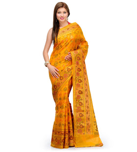 Golden Chanderi Cotton Banarasi Saree