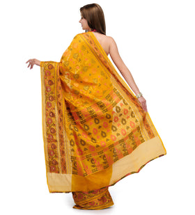 Golden Chanderi Cotton Banarasi Saree