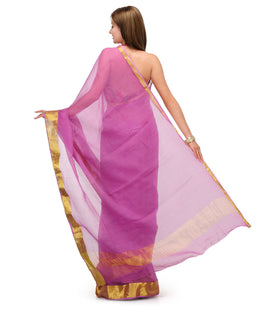 Purple Kota Cotton Banarasi Saree