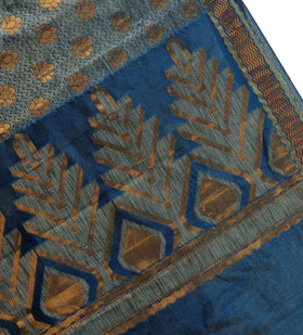 Azure Blue Kora Banarasi Saree